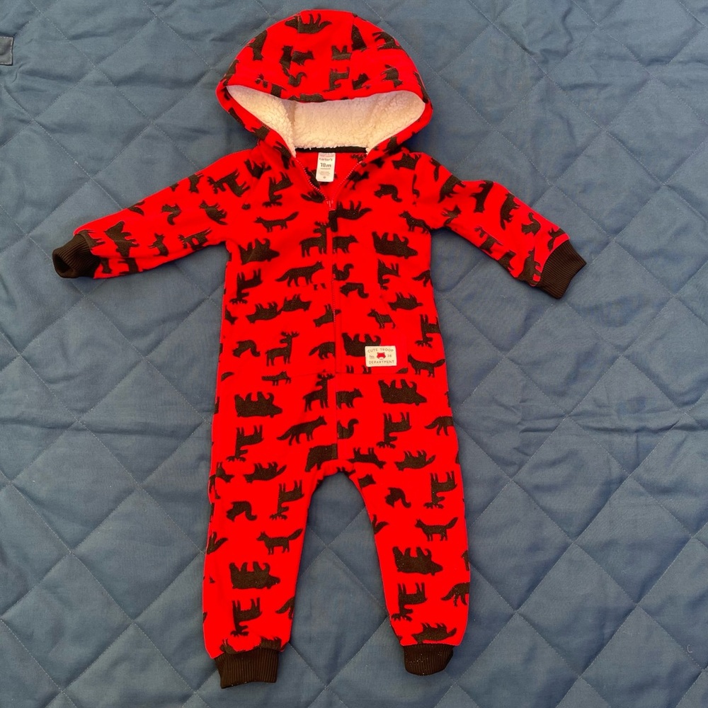 Carters fleece, zip up jumpsuit. 18 months